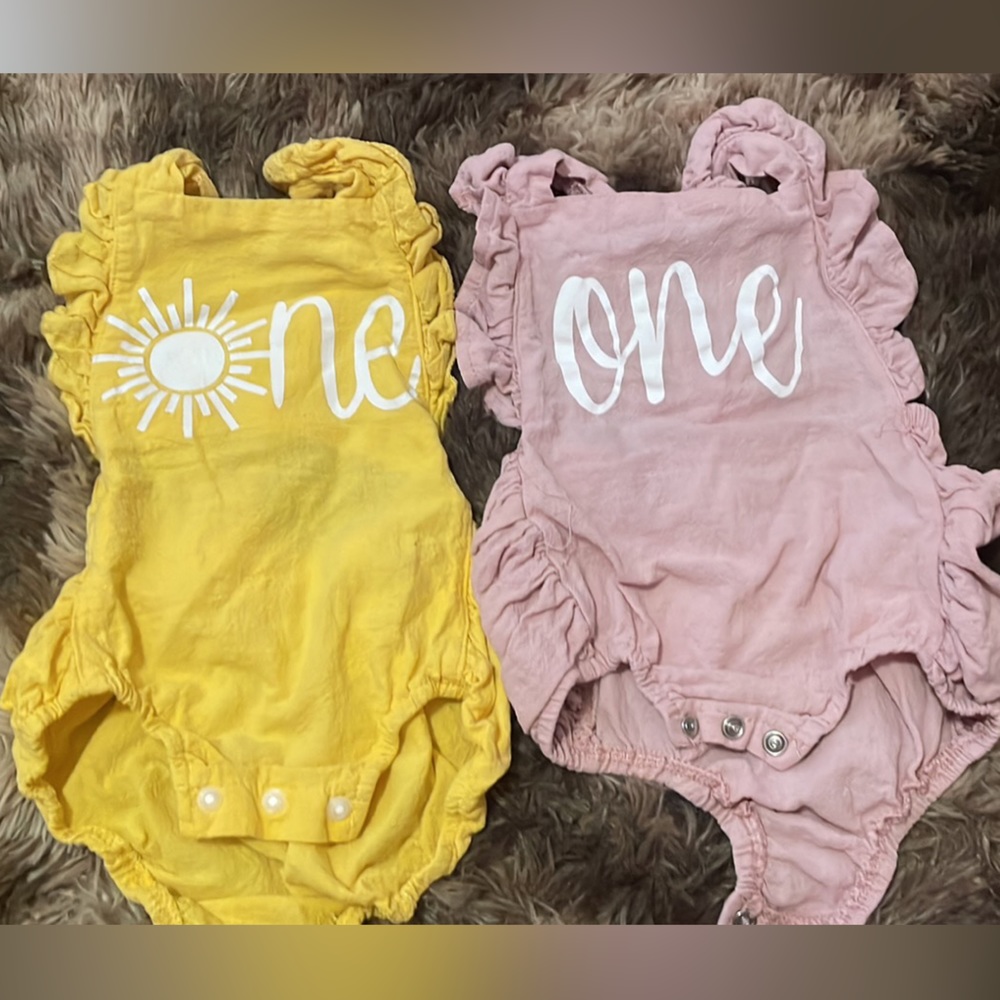 Baby girl first birthday romper bundle